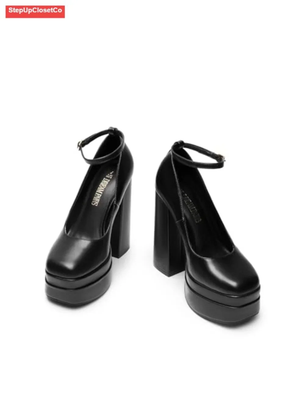 Mary Jane Platform Heel Pumps with Chunky Heel